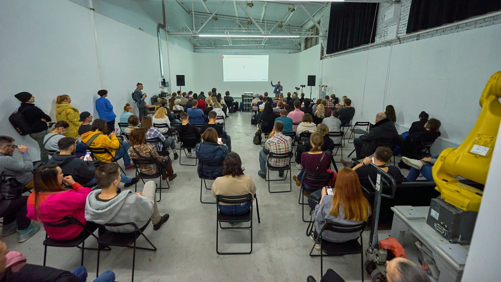 A community meeting in a hall